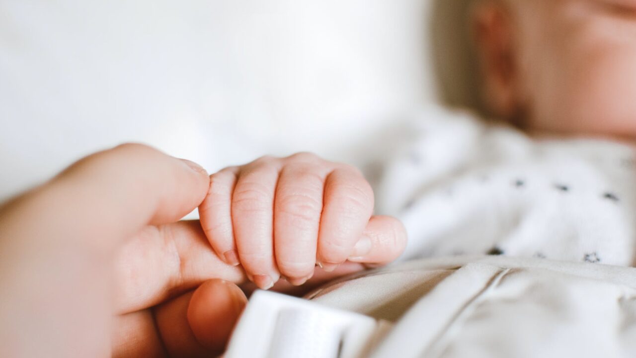 person holding baby s hand